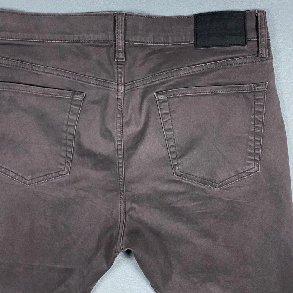 Lucky Brand 121 Slim Straight Pants Mens 34x30 Gray Brown Twill Chino Trousers